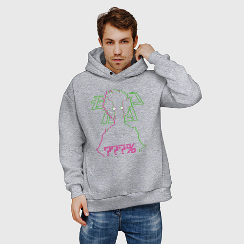 Мужское худи оверсайз Mob Psycho 100% / Меланж – фото 3