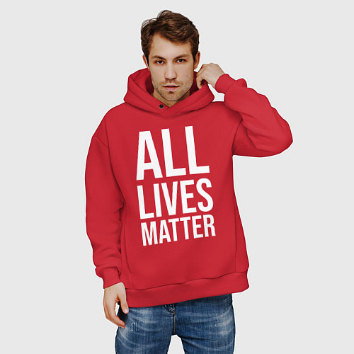 Мужское худи оверсайз ALL LIVES MATTER / Красный – фото 3