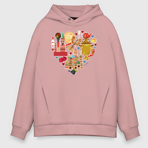 Мужское худи оверсайз LOVE RUSSIA / Пыльно-розовый – фото 1