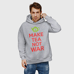 Толстовка оверсайз мужская Make tea not war, цвет: меланж — фото 2