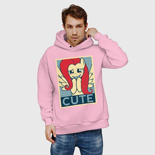 Мужское худи оверсайз Fluttershy cute / Светло-розовый – фото 3