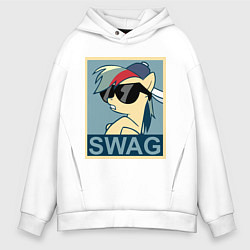 Толстовка оверсайз мужская Rainbow Dash swag, цвет: белый