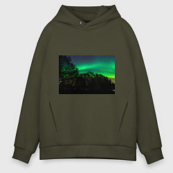 Толстовка оверсайз мужская Северное сияние, цвет: хаки