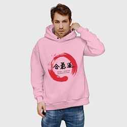 Толстовка оверсайз мужская Айкидо: лекарство для больного, цвет: светло-розовый — фото 2