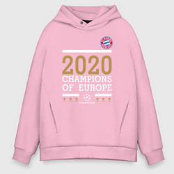 Толстовка оверсайз мужская FC Bayern Munchen Champions of Europe 2020, цвет: светло-розовый