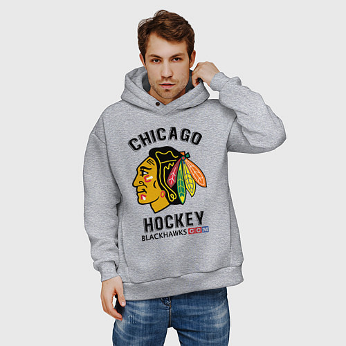 Мужское худи оверсайз CHICAGO BLACKHAWKS NHL / Меланж – фото 3