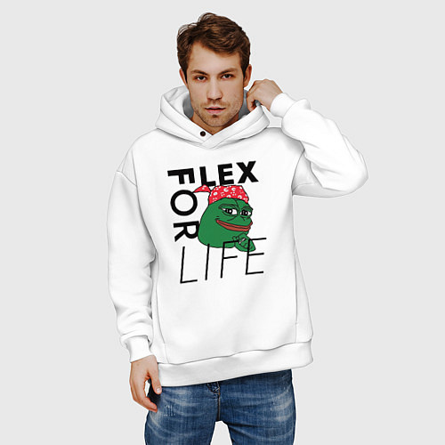 Мужское худи оверсайз FLEX FOR LIFE / Белый – фото 3