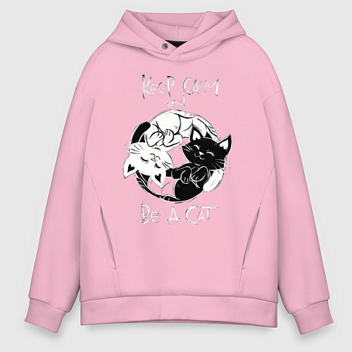 Мужское худи оверсайз Просто будь Котом / Светло-розовый – фото 1