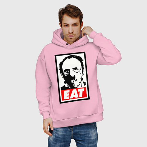 Мужское худи оверсайз Ганнибал Лектор / Светло-розовый – фото 3