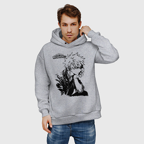 Мужское худи оверсайз Моя геройская академия / Меланж – фото 3