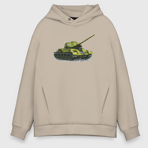 Мужское худи оверсайз Т-34 / Миндальный – фото 1