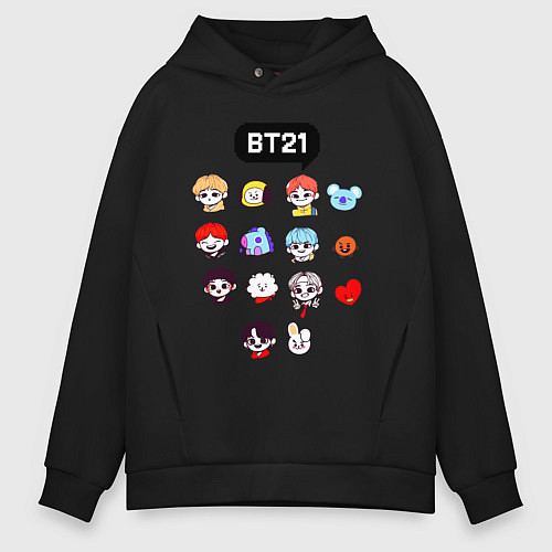 Мужское худи оверсайз BTS BT21 / Черный – фото 1