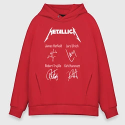 Толстовка оверсайз мужская METALLICA АВТОГРАФЫ, цвет: красный