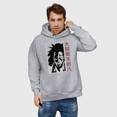 Мужское худи оверсайз Кенпачи Зараки / Меланж – фото 3