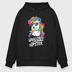 Толстовка оверсайз мужская Unicorn hipster, цвет: черный