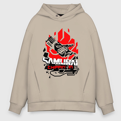 Мужское худи оверсайз CYBERPUNK 2077 SAMURAI / Миндальный – фото 1