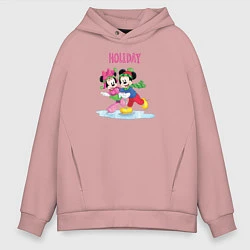 Толстовка оверсайз мужская Mickey & Minnie, цвет: пыльно-розовый