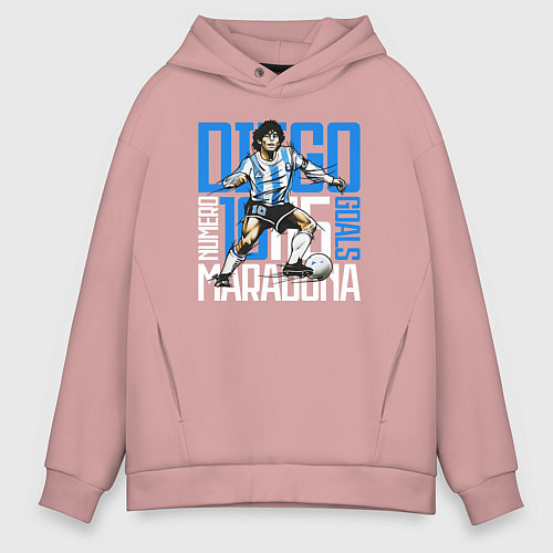 Мужское худи оверсайз 10 Diego Maradona / Пыльно-розовый – фото 1