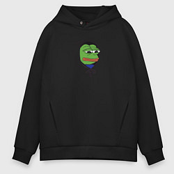 Толстовка оверсайз мужская Pepe in the hoodie, цвет: черный