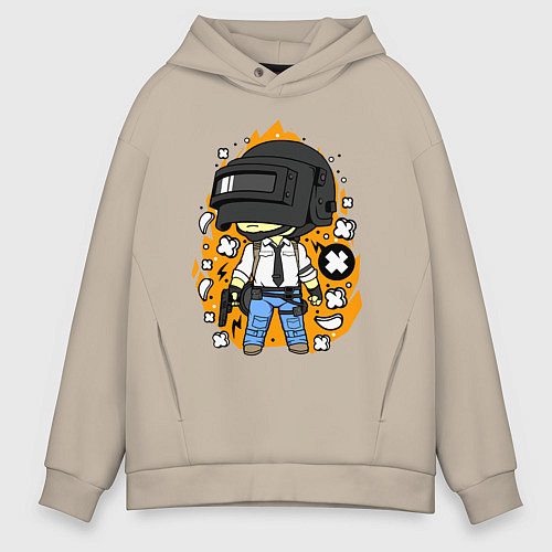 Мужское худи оверсайз PUBG / Миндальный – фото 1