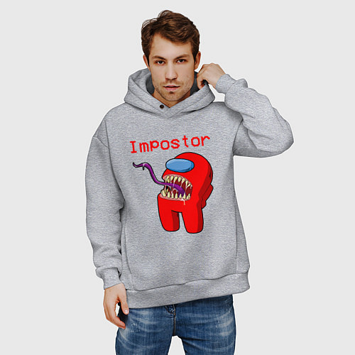 Мужское худи оверсайз AMONG US - IMPOSTOR / Меланж – фото 3
