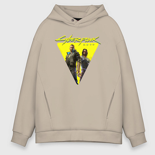 Мужское худи оверсайз Cyberpunk 2077 / Миндальный – фото 1