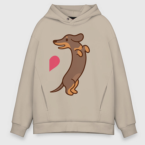 Мужское худи оверсайз Такса / Миндальный – фото 1