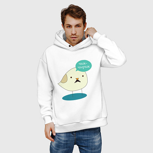 Мужское худи оверсайз ЧЫК-ЧЫРЫК / Белый – фото 3
