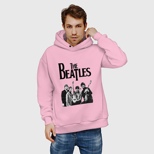 Мужское худи оверсайз The Beatles / Светло-розовый – фото 3