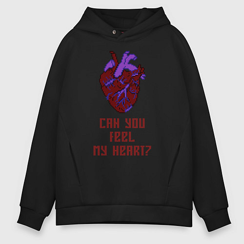 Мужское худи оверсайз Bring Me The Horizon 2D Сердце / Черный – фото 1