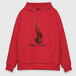 Толстовка оверсайз мужская Dark Souls - Bonfire, цвет: красный