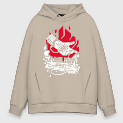 Толстовка оверсайз мужская Cyberpunk 2077 SAMURAI, цвет: миндальный