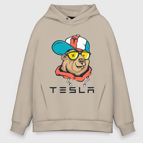 Мужское худи оверсайз TESLA ТЕСЛА Z / Миндальный – фото 1