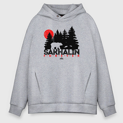 Мужское худи оверсайз Sakhalin forever / Меланж – фото 1