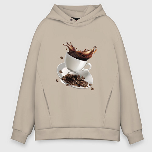 Мужское худи оверсайз Кофеек / Миндальный – фото 1