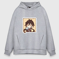 Толстовка оверсайз мужская Чжун Ли, цвет: меланж