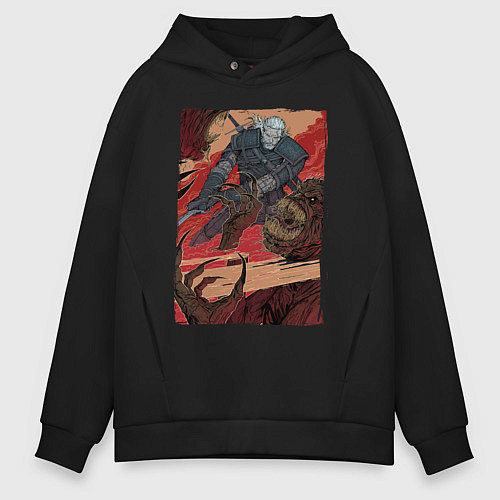 Мужское худи оверсайз Мясник Ведьмак / Черный – фото 1