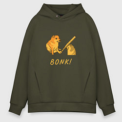 Толстовка оверсайз мужская Doge Bonk go to horny jail, цвет: хаки
