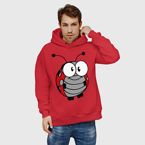 Мужское худи оверсайз Удивленная божья коровка / Красный – фото 3