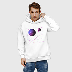 Толстовка оверсайз мужская Космос Планеты, цвет: белый — фото 2