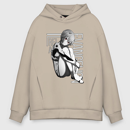 Мужское худи оверсайз Евангелион / Миндальный – фото 1