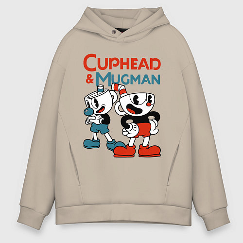 Мужское худи оверсайз Cuphead & Mugman / Миндальный – фото 1