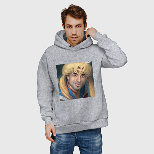 Мужское худи оверсайз Сейлор Мун / Меланж – фото 3