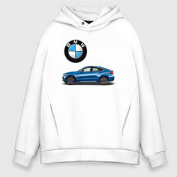 Толстовка оверсайз мужская BMW X6, цвет: белый