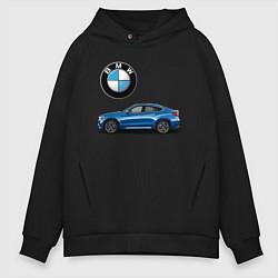 Толстовка оверсайз мужская BMW X6, цвет: черный