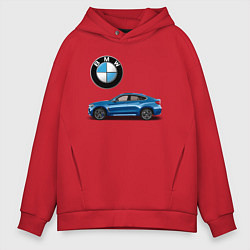 Толстовка оверсайз мужская BMW X6, цвет: красный