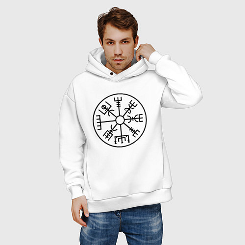 Мужское худи оверсайз Вегвизир Гальдрастав Z / Белый – фото 3