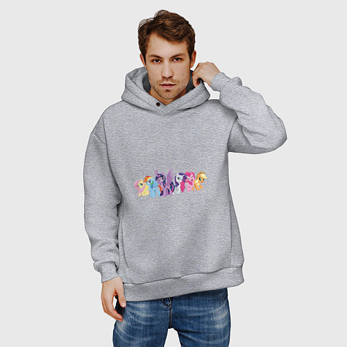 Мужское худи оверсайз Все пони / Меланж – фото 3