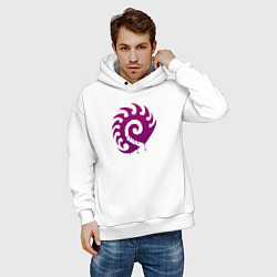 Толстовка оверсайз мужская Zerg logo Purple, цвет: белый — фото 2