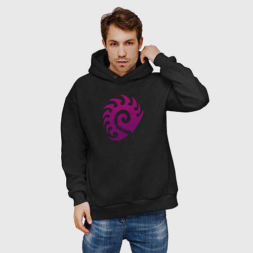 Мужское худи оверсайз Zerg logo Purple / Черный – фото 3